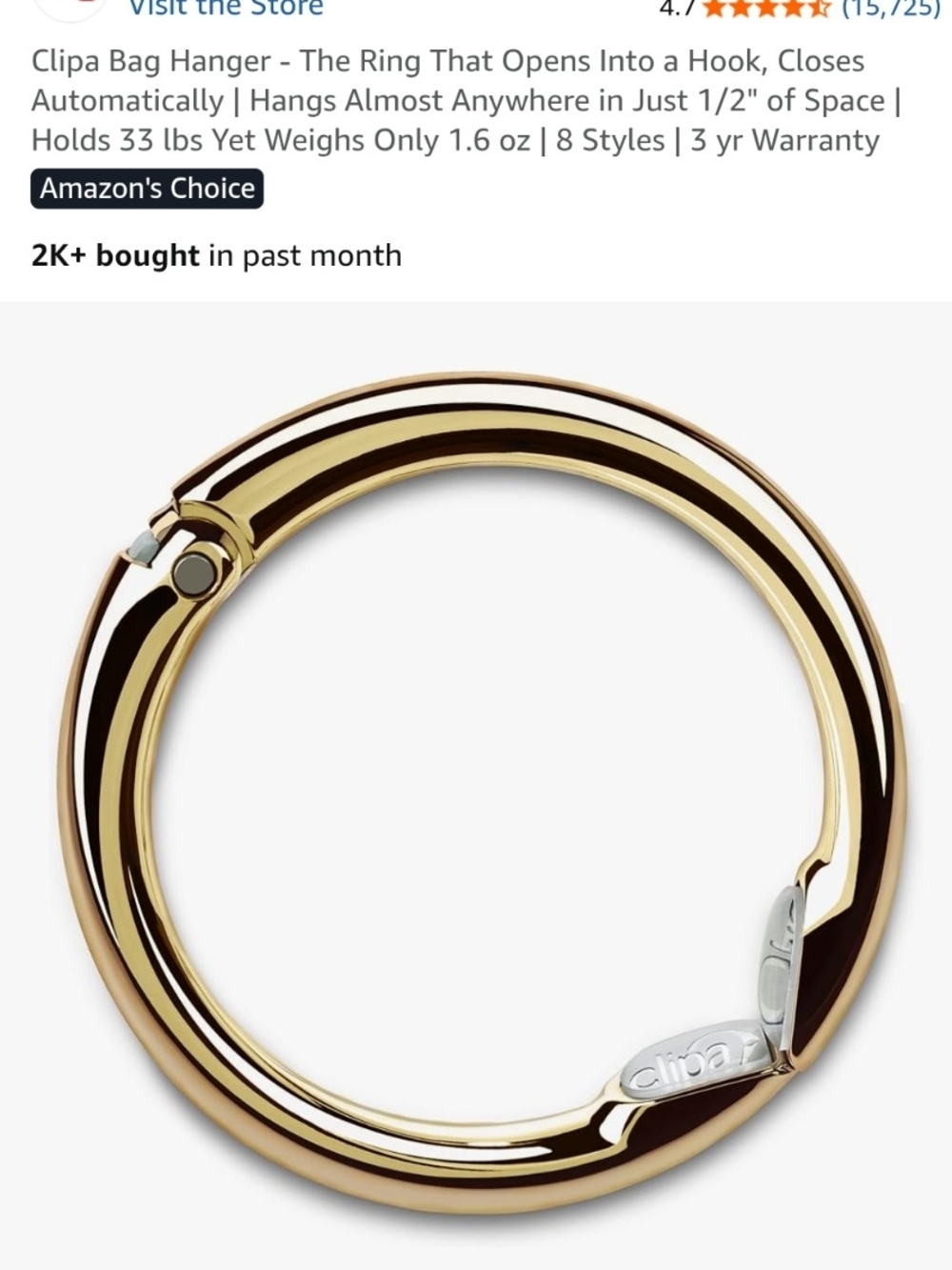 Gold Bracelet Keyring - Polished Gold Carry Loop